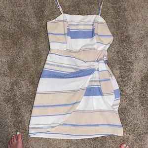 Blue White & Tan striped dress